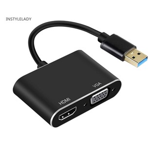 Instylelady อะแดปเตอร์แปลงความเร็วสูง USB 30 Type C DP เป็น HDMI สําหรับ Windows 10 8 7