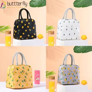 Buttterfly กระเป๋าปิกนิก ผ้าใบ กระเป๋าใส่อาหารกลางวัน กันน้ํา ฉนวนกันความร้อน แบบพกพา นักเรียน