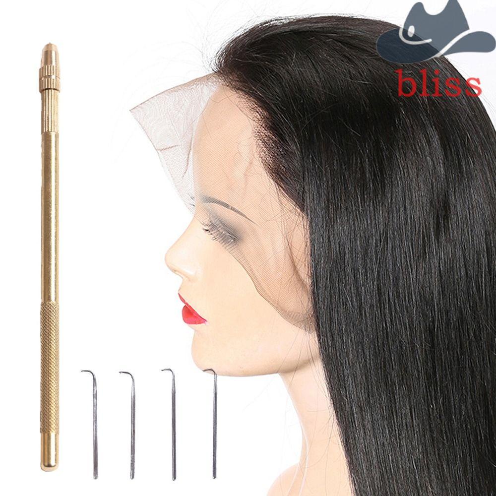 Bliss เข็มปักวิกผม ด้ามจับทองแดง ทนทาน สีทอง สําหรับทําวิกผม 5 ชิ้น ต่อชุด