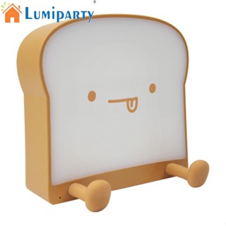Lumiparty โคมไฟกลางคืน รูปขนมปังปิ้ง การ์ตูนน่ารัก ชาร์จ Usb สําหรับวางโทรศัพท์มือถือ ในห้องนอน