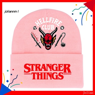 [JM] หมวกบีนนี่ ผ้าถัก แบบหนา พิมพ์ลาย Stranger Things 4 Hellfire Club ให้ความอบอุ่น สําหรับทุกเพศ ทุกวัย