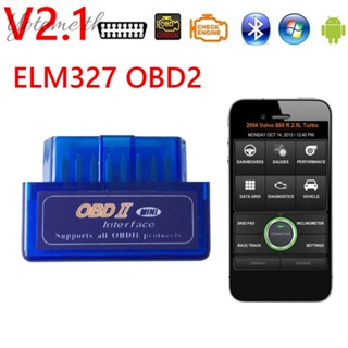 เครื่องสแกนเนอร์ ELM327 V2.1 OBD2 บลูทูธ ขนาดเล็ก OBD 2 II สําหรับ Windows Android