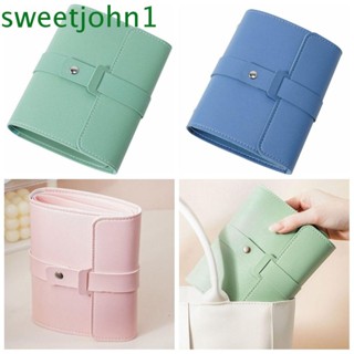 Sweetjohn กระเป๋าเก็บเครื่องประดับ ต่างหู หนัง PU นิ่ม แบบพกพา เคลื่อนย้ายได้ สีพื้น