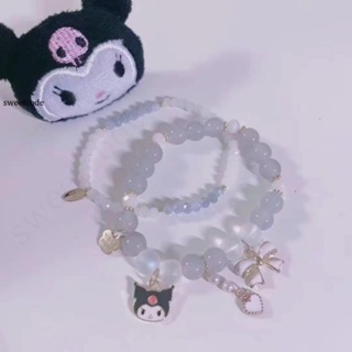 SANRIO สร้อยข้อมือคริสตัล ประดับไข่มุก รูปคิตตี้ เหมาะกับของขวัญวันวาเลนไทน์ แบบสร้างสรรค์ สําหรับเด็กผู้หญิง