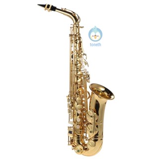 Ammoon Eb เครื่องดนตรีอัลโตแซกโซโฟน ทองเหลือง เคลือบสีทอง E Flat Sax 802 Key Type Woodwind พร้อมแปรงทําความสะอาด ผ้า ถุงมือ สายคล้อง Tpth