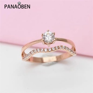 ♥ 585 แหวนชุบทอง 14K ประดับคริสตัล สีม่วง สีโรสโกลด์ สไตล์คลาสสิก หรูหรา เรียบง่าย สําหรับผู้หญิง