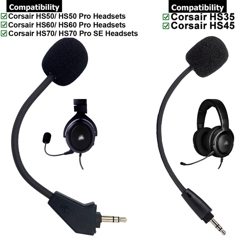 1 ชิ้นสําหรับ Corsair HS35 HS45, HS50 HS60 HS70 Pro SE ไมโครโฟน 3.5 มม.สายบูมชุดหูฟังสําหรับเล่นเกมห