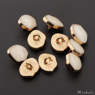 [Miskulu] กระดุมโลหะเคลือบ ลายหินอ่อน พร้อมรู สําหรับเย็บผ้า DIY 10 ชิ้น