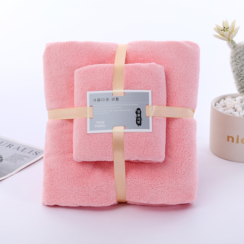 ผ้าขนหนูเซต 2ชิ้น (ผ้าเช็ดตัว+ผ้าเช็ดผม) แพ๊คเกจดูดี เรียบหรู คุ้มมาก ซับน้ำแห้งไว