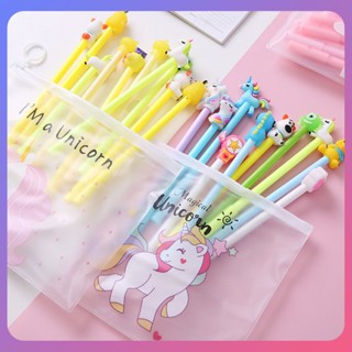 ☛ 10 ชิ้น/เซ็ตปากกาเจลการ์ตูนสุ่มรูปแบบ Kawaii Unicorn Pony 0.5m หมึกเจลสีดำปากกาเครื่องเขียน Office ซัพพลายเออร์ของขวัญ srlive