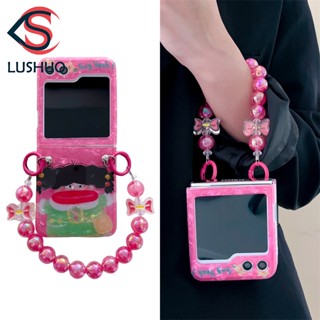 Lushuo เคสโทรศัพท์มือถือ ลายเด็กผู้หญิงน่ารัก พร้อมสายโซ่คล้อง สําหรับ Samsung Galaxy Z Flip 5 4 3 Z Flip5 ZFlip5 ZFlip 5 Flip4 Flip3