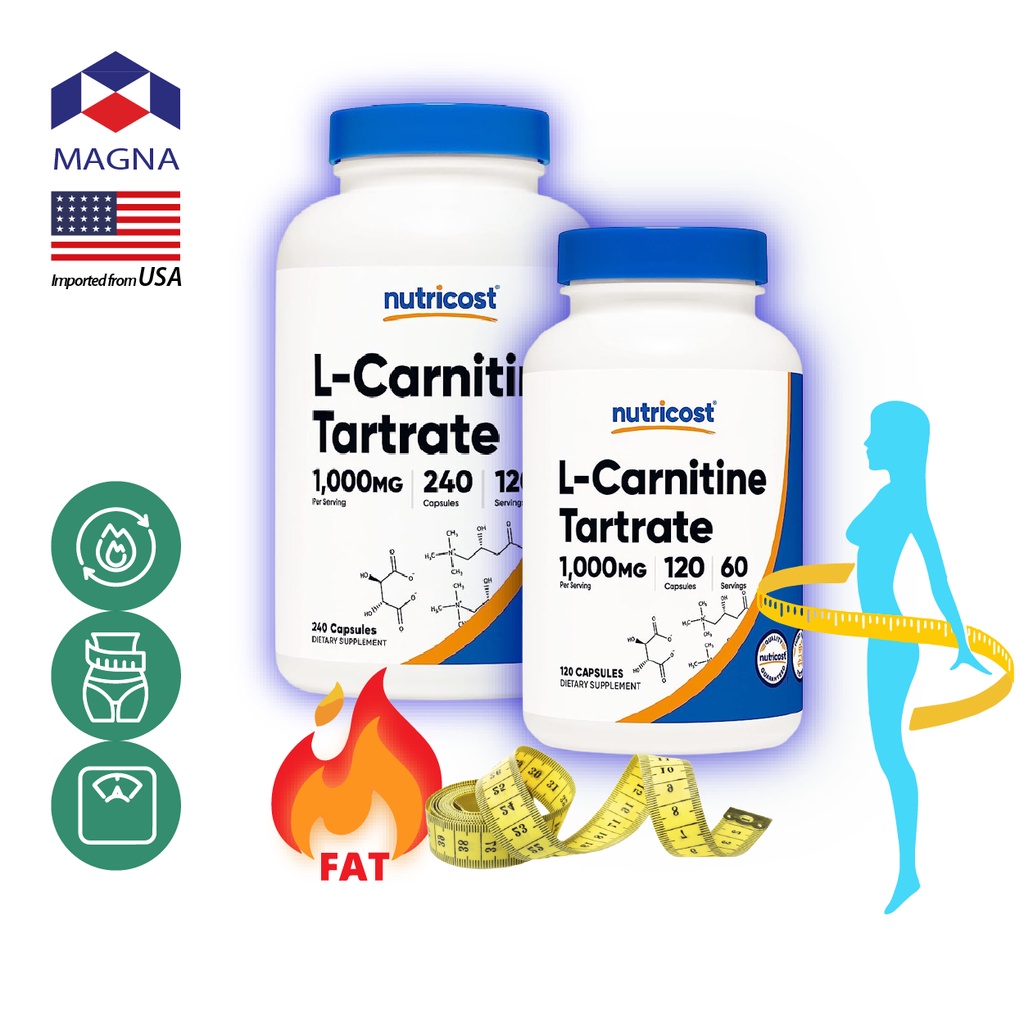 นูทรีคอสท์ แอล-คาร์นิทีน 1000 mg/s แคปซูล Nutricost L-Carnitine /กินร่วมกับ แอปเปิ้ลไซเดอร์ บีซีเอเอ ซีแอลเอ ครีเอติน...