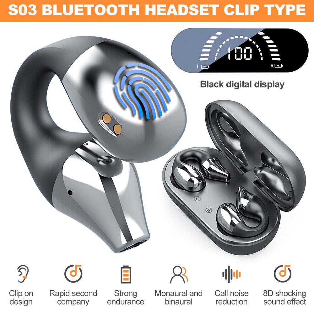 Wireless Bluetooth Earphones Ear Bone Conduction Earring Type Sports Ear Clip