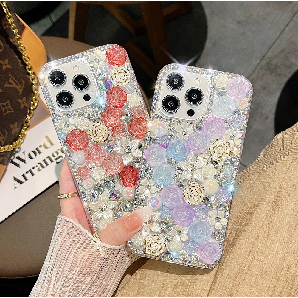 Rhinestone สําหรับ IPhone 17 Pro Max Glitter Diamond กันกระแทกสําหรับ IP 11 12 13 14 15 16 Pro Max