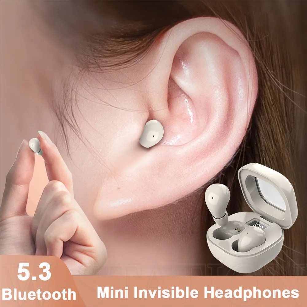 หูฟังที่มองไม่เห็น ขนาดเล็ก แบบพกพา / จอแสดงผลดิจิทัล LED TWS หูฟังบลูทูธ 5.3 / หูฟังลดเสียงรบกวนสเต
