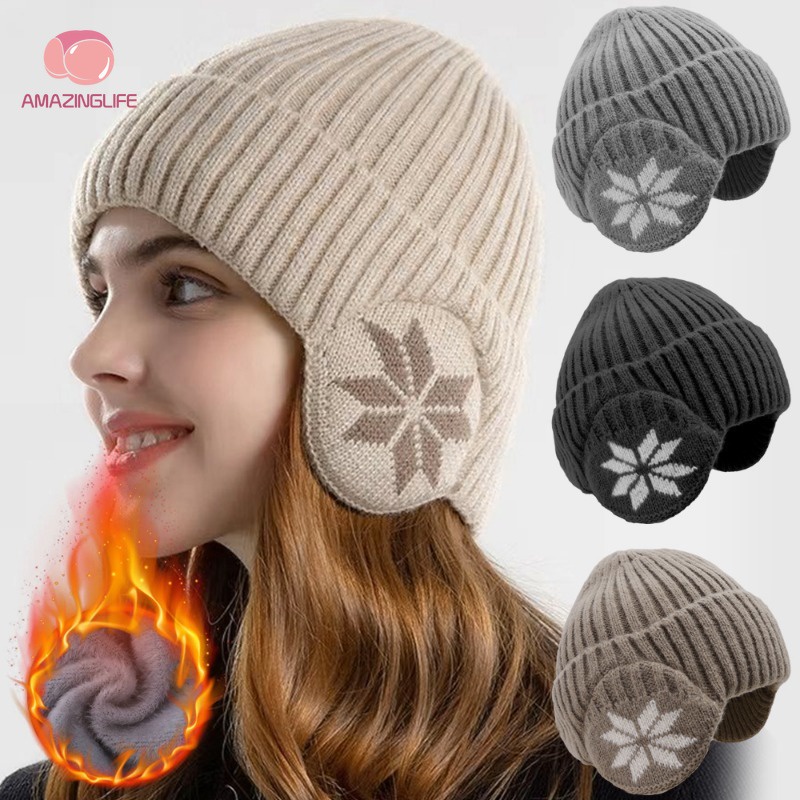 หมวกไหมพรม แบบหนา ป้องกันลม ให้ความอบอุ่น สวมใส่สบาย แฟชั่นฤดูหนาว แบบเรียบง่าย