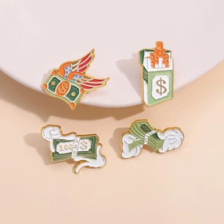 Creative Dollar ธนบัตรออกแบบเข็มกลัดโลหะการ์ตูนสัญลักษณ์เงิน Badge Lapel Pin แฟชั่นเสื้อผ้าอุปกรณ์เสริมเครื่องประดับของขวัญ