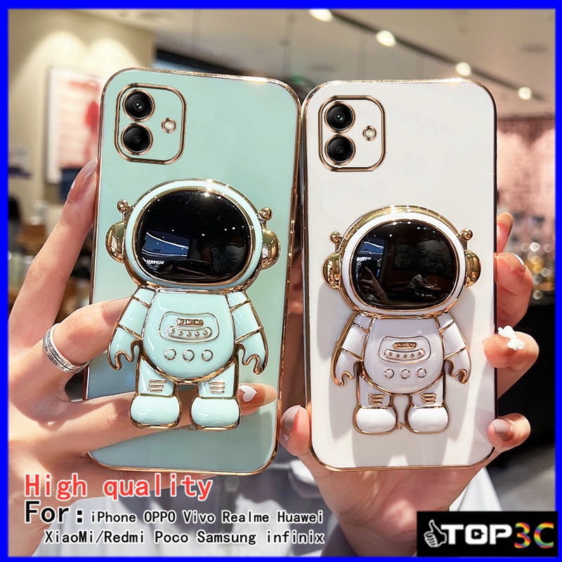 เคส Samsung A05 A04 A04E A05S A04S A13 5G A02S A03S A03 M02 A02 เคสโทรศัพท์มือถือ ลายนักบินอวกาศ Nasa พร้อมขาตั้ง สําหรับ yhY