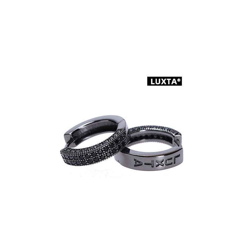 Original S925 Silver Black Earrings Men's Hip Hop Micro Rhinestone Electroplated Black Gold High Sense Personalized Earrings 069M