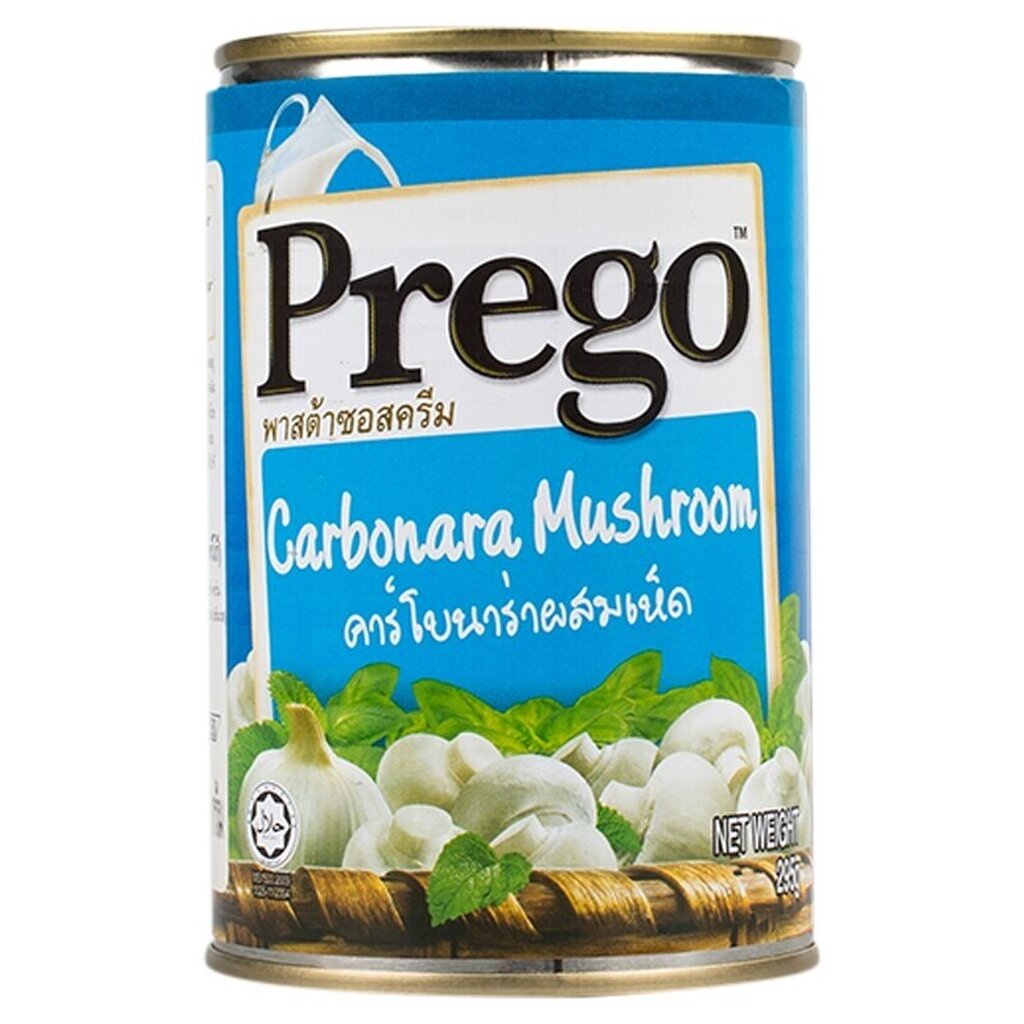 พรีโก้ ซอสสปาเก็ตตี้ ชนิดครีมผสมเห็ด 295 กรัม Prego Cream Mushroom Carbonara Pasta Sauce 295 g.