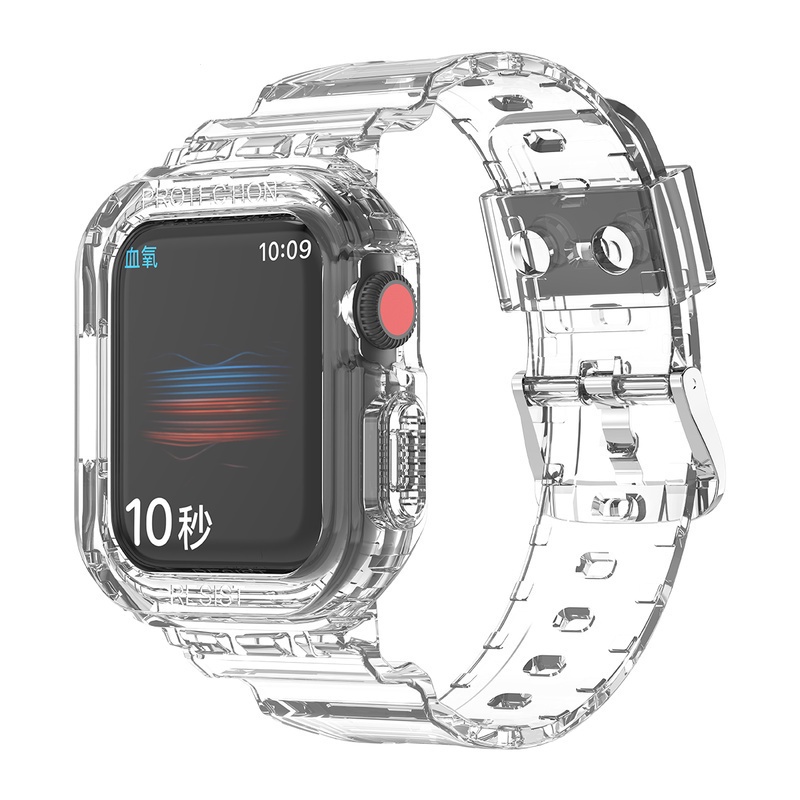 【W&amp;G】ใหม่ล่าสุด สายนาฬิกาข้อมือพลาสติกใส พร้อมเคส สําหรับ Apple Watch Series 7 6 SE 5 4 44 มม. iwatch Strap 3 2 45 มม. 40 มม. C8EG