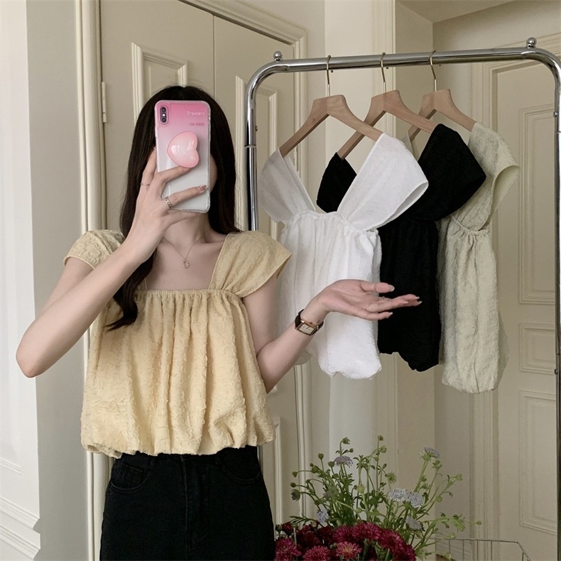 CHUNYU OUTLETS เสื้อสม็อคปุ่ยๆมีแขน น่ารัก Y08#