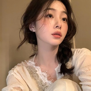 ต่างหูสตั๊ด เงิน S925 จี้รูปดาว ประดับเพทาย สวยงาม เครื่องประดับสตรี