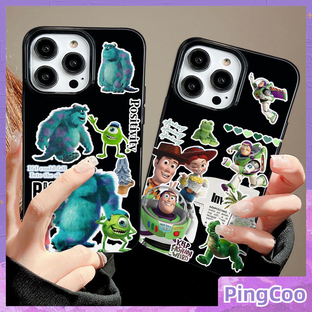 Pingcoo - เข้ากันได้สำหรับ เคส iphone 11 เคสไอโฟน เคสไอโฟน11 กรณีเคลือบเงาสีดำTPUกรณีลูกอมกันกระแทกกล้องป้องกันน่ารักการ์ตูนมอนสเตอร์คาวบอยเข้ากันได้กับiPhone 15 Pro Max 14 Pro Max 13 12 Pro Max XR XS 7 8