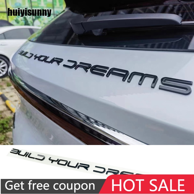 Huiyisunny 3D Chrome โลหะรถกลับ Trunk Tailgate สติกเกอร์สร้างฝันป้ายสัญลักษณ์ตกแต่งสําหรับ BYD โลโก้