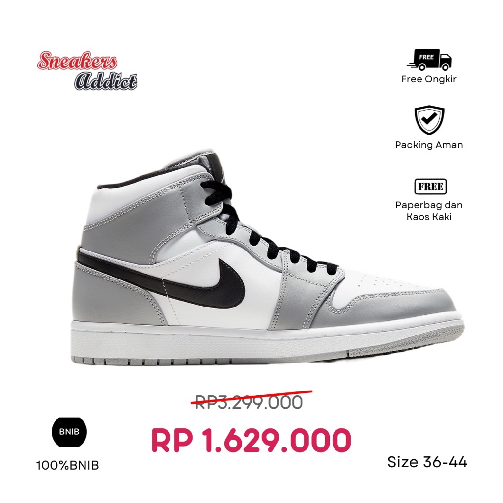 Sneakers Nike Air Jordan 1 Mid Light Smoke Grey 100% BNIB แฟชั่น