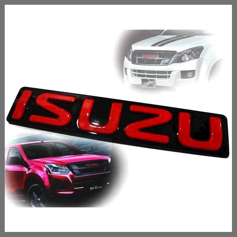 (BG RED)Logo Isuzu หน้ากะจัง D max All New 2012 2013 2014 2015 2016 2017 2018 2019 โลโก้ติดรถยนต์ จัดส่งไว