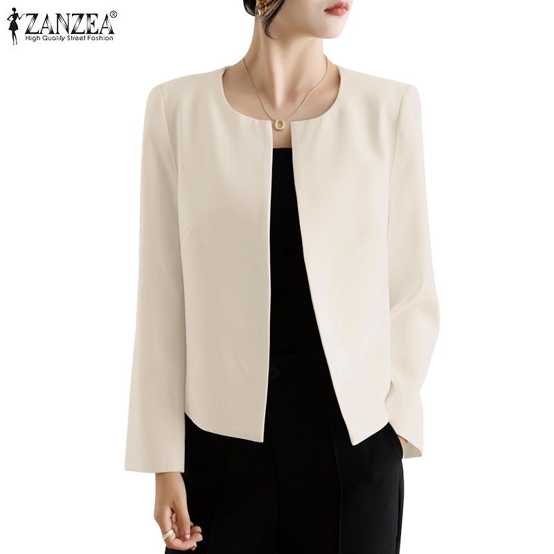 Zanzea เสื้อเบลเซอร์ คอกลม แขนยาว สีพื้น สไตล์เกาหลี สําหรับผู้หญิง