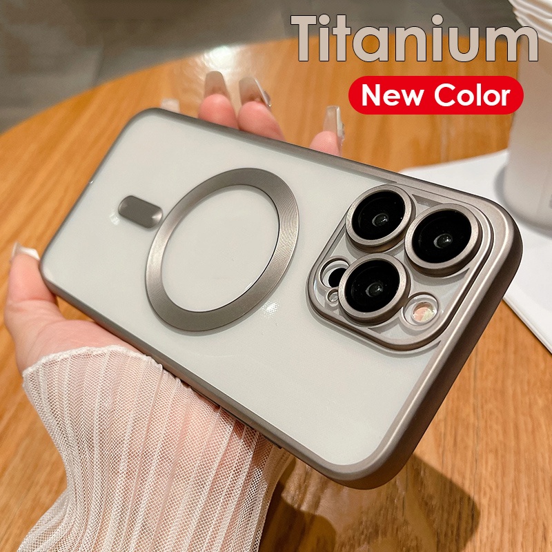 สําหรับ Samsung Galaxy S24 S23 S22 S21 Plus S24 Ultra S23FE S21FE Note 20 Ultra 10 Plus ไทเทเนียมสีMatteชุบแม่เหล็กเคสโทรศัพท์กันกระแทกซิลิโคนนุ่มฝาครอบ