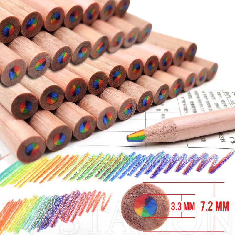 ดินสอสีรุ้ง 7 สี / ดินสอสีไม้ / ดินสอสีไล่ระดับสีเข้มข้น สําหรับนักเรียน / ดินสอวาดภาพ ศิลปะ ร่างภาพกราฟฟิตี / อุปกรณ์เครื่องเขียนในโรงเรียน