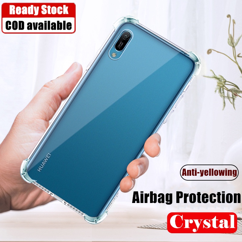 สําหรับ Huawei Y6 Pro 2019 MRD-LX2 Slim Crystal Clear Soft Silicone Jelly Case พร้อมสี่มุมเสริมฝาครอ