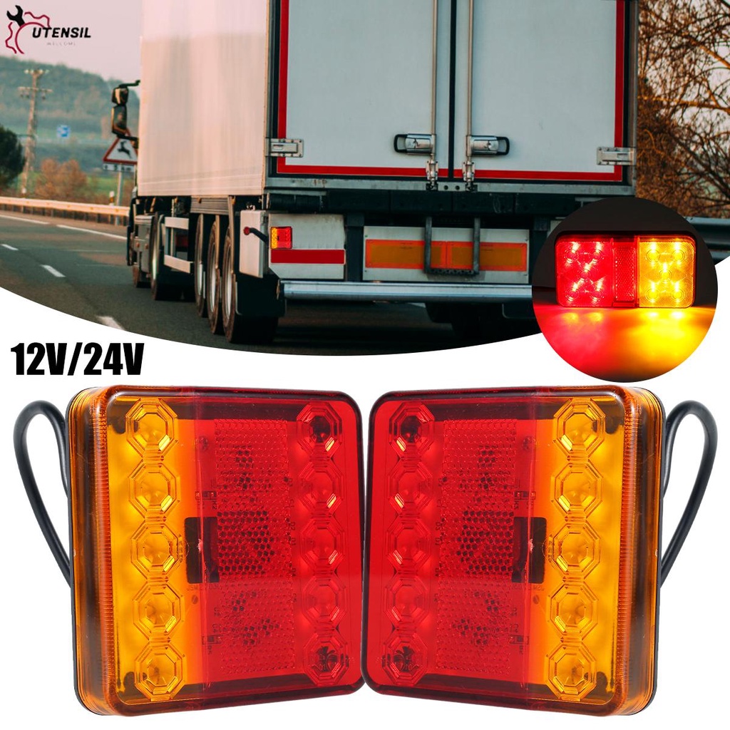 ไฟท้ายรถบรรทุก LED 12 24V ทรงสี่เหลี่ยม สําหรับรถบรรทุก SHOPSBC7592 2 ชิ้น