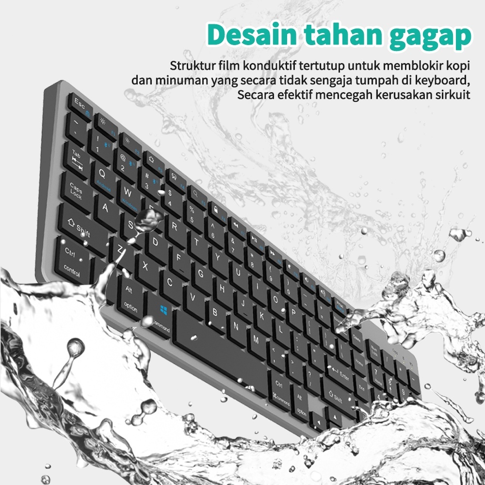 GOOJODOQ Modus ชุดคีย์บอร์ด เมาส์ไร้สาย บลูทูธ 3 102 คีย์ สําหรับ แล็ปท็อป เดสก์ท็อป PC รูปที่ 5