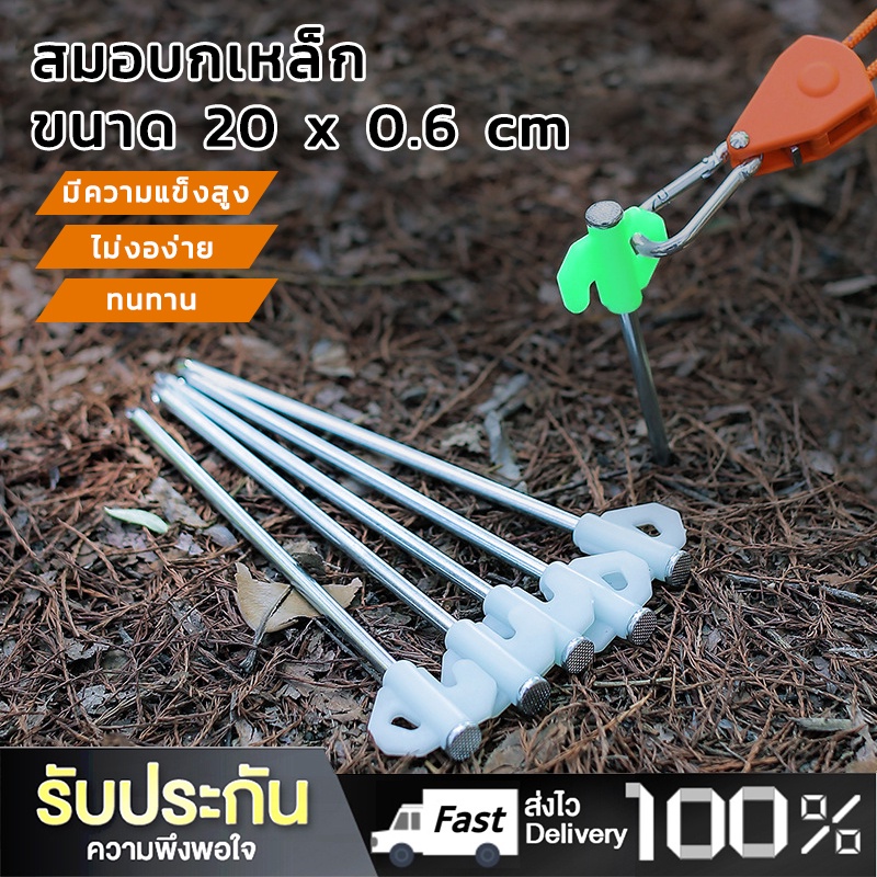 10 ชิ้นหมุดยึดเต็นท์ที่จับสะท้อนแสง ขนาด 20cm สมอบกเหล็กเกลียวยึดเต็นท์ อุปรกรณ์ตั้งเต็นท์