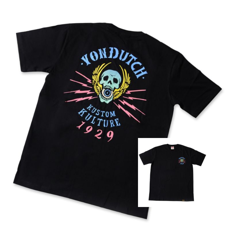 ร้อน a เสื้อยืด ลาย vondutch kulture 1929 skull eyes - vondutch สําหรับขี่รถจักรยานยนต์