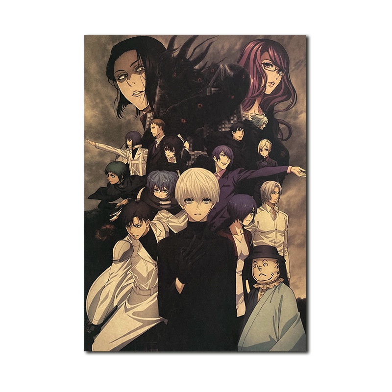 โปสเตอร์กระดาษคราฟท์ ลาย Tokyo Ghoul สไตล์เรโทร สําหรับตกแต่งภายใน บาร์ คาเฟ่ – โปรปัง