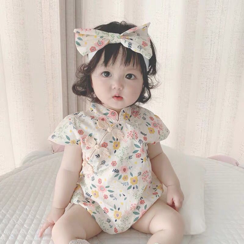ชุดกี่เพ้า แบบบาง ลายเจ้าหญิงน่ารัก แฟชั่นฤดูร้อน สําหรับเด็กทารกผู้หญิง อายุ 3-6 เดือน 0 เดือน