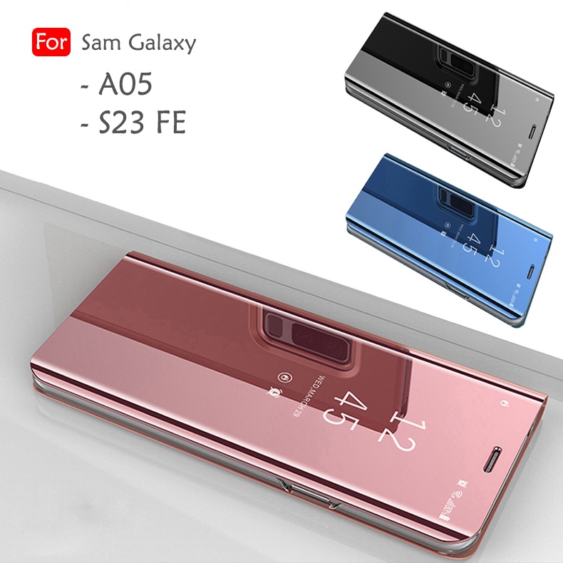 Samsung Galaxy A05 S23 FE Delight Mirror Flip Case Cover Stand Pouch Leather Casing Mobile Housing