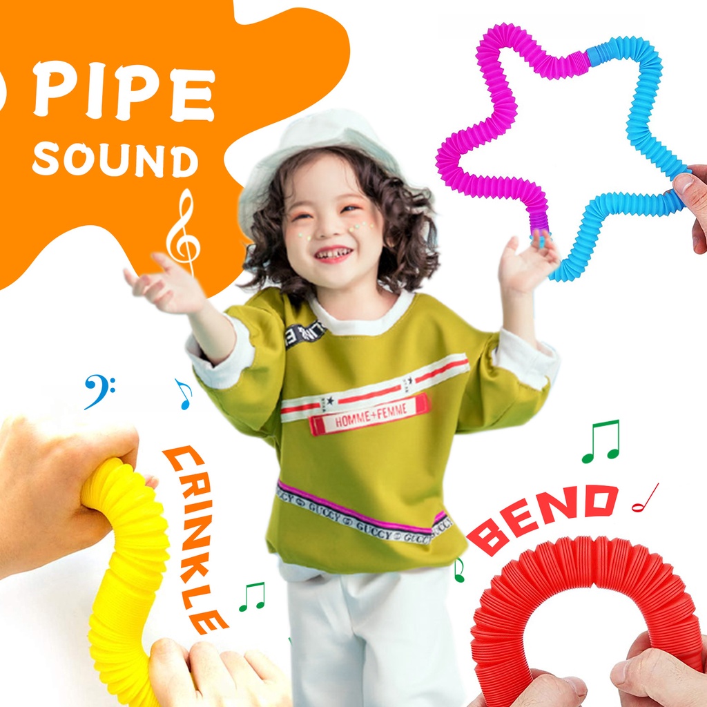 ของเล่น Pop Tube ท่อยืดหด คลายเครียด สําหรับเด็ก พลาสติก แบบเกลียว ทรงกลม พับได้ สีสันสดใส สร้างสรรค์