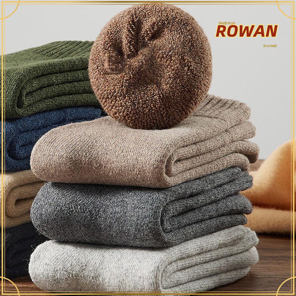 Rowans ถุงเท้า ผ้าขนสัตว์ แบบหนา ยืดหยุ่น ให้ความอบอุ่น แฟชั่นฤดูหนาว สําหรับผู้ชาย และผู้หญิง