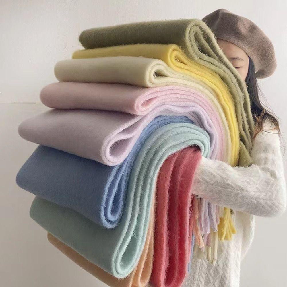 Zelth ผ้าพันคอ ผ้าคลุมไหล่ ผ้าแคชเมียร์ ประดับพู่ยาว หนานุ่ม สีพื้น อบอุ่น แฟชั่นฤดูหนาว สําหรับผู้หญิง