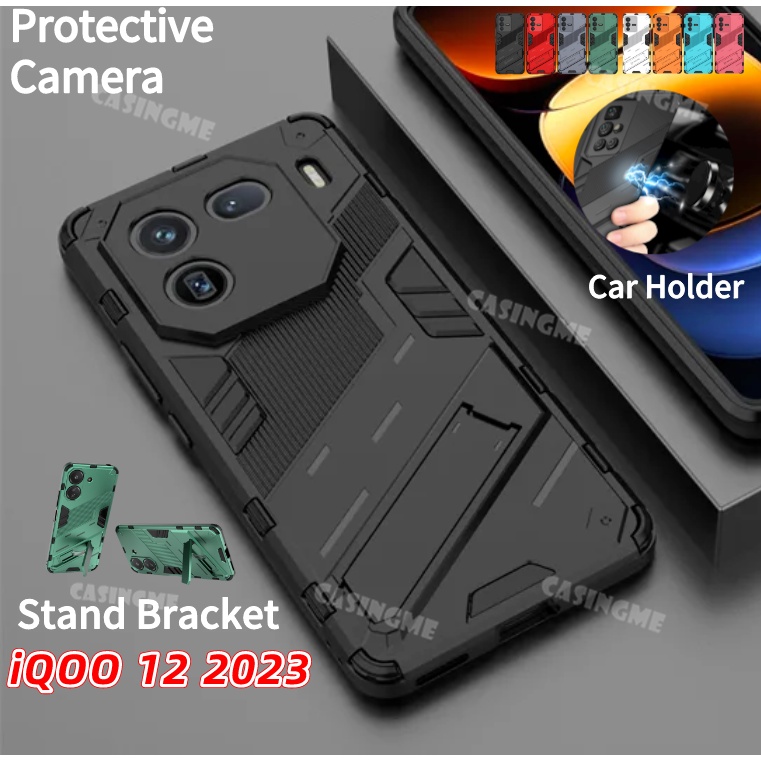 เคสโทรศัพท์มือถือแบบแข็ง กันกระแทก ลายเกราะ 3D พร้อมขาตั้ง สําหรับ iQOO 12 2023 iQOO 12 5G iQOO12 11