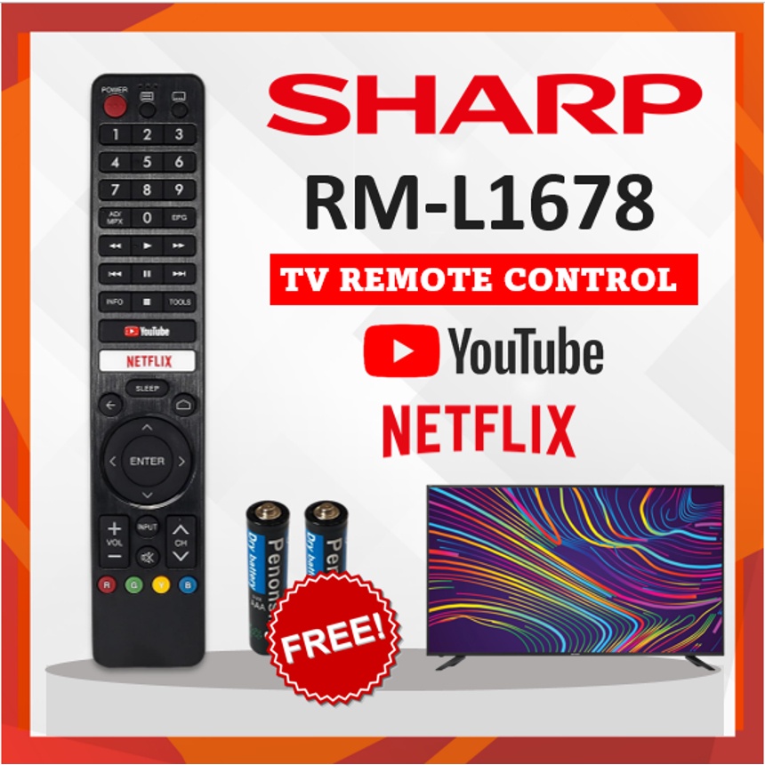 Alat Kawalan Jauh Televisyen SHARP ทีวี/LED/LCD รีโมทคอนโทรลเปลี่ยน RM-L1678 สําหรับ GB234WJSA GB346
