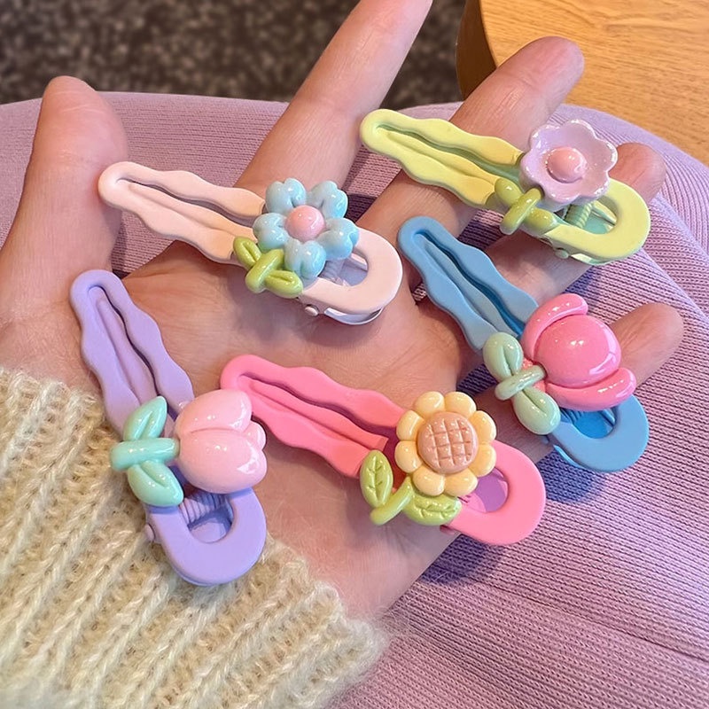 กิ๊บติดผม ลายดอกไม้น่ารัก สีแคนดี้ เครื่องประดับ แฟชั่นใหม่