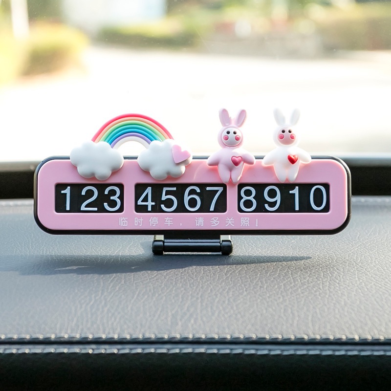 ใหม่ 2024! ป้ายหมายเลขโทรศัพท์ รูปกระต่ายน่ารัก DIY อุปกรณ์เสริม สําหรับตกแต่งภายในรถยนต์