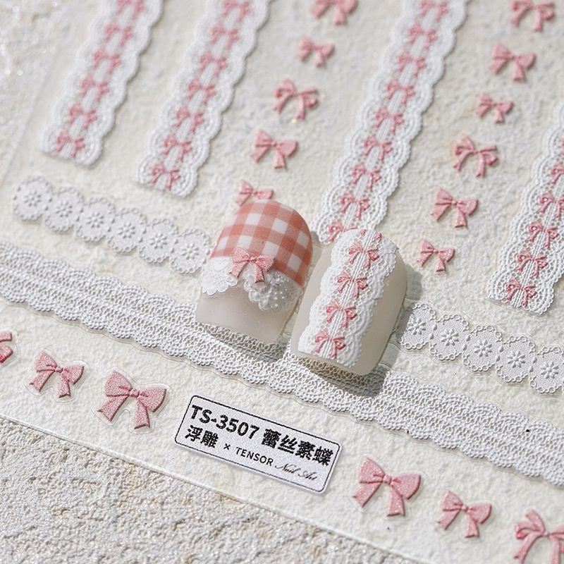 [Meow.Sensei] สติกเกอร์ลูกไม้ ลายผีเสื้อ สามมิติ สําหรับติดตกแต่งเล็บ TS-3507